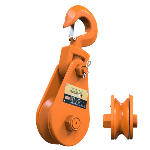 SENKEYFE 4 Ton Snatch Block with Hook, 4.5" Sheave for 1/2" Inch Wire Ropes,Heavy Duty Snatch Block Pulley for Towing, Lifting and Recovery | Tow Truck Rollback Wrecker Car Hauler Winch Accessories