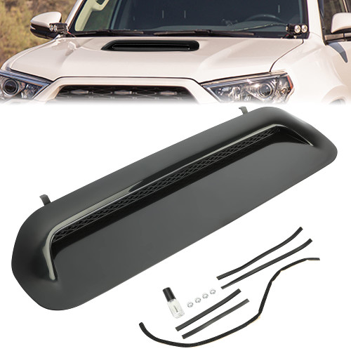 KUAFU Front Upper Hood Scoop Sport Hood Compatible with 2010-2022 Toyota 4Runner & 2012-2015 Toyota Tacoma Bulge Insert Upgrade Air Flow Scoop Kit - Unpainted Black