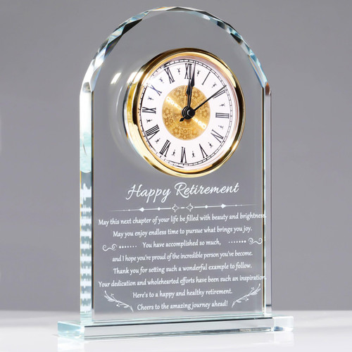 YWHL Retirement Clock Gifts for Women & Men, Best Happy Retirement Glass Plaque for Coworkers Boss, Going Away Retired Gifts for Friends, Farewell Goodbye Presents Ideas