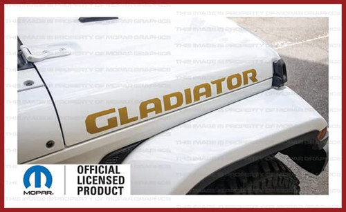 Decal Mods Gladiator Hood Graphic Decal/Sticker fits Jeep Wrangler/Gladiator JL/JT (2019-2024) Metallic Gold CGOLD (Set of 2) | SJ4T8