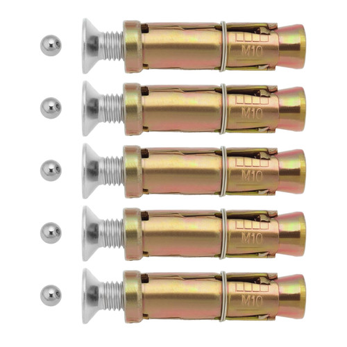eMagTech 5PCS M10 Anti-Theft Security Bolts M10 x 70mm Expansion Bolts Security Anchor Bolts Suitable for Fixing Concrete Stone with 6mm Steel Balls