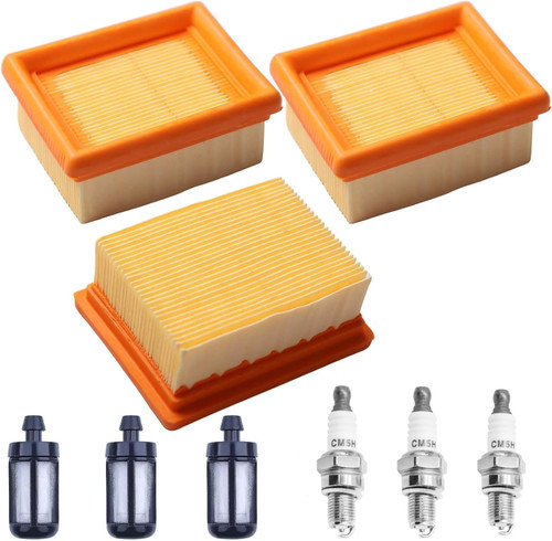Air Fuel Filters Spark Plug Kit 42831410300A Compatible with Stihl BR800 BR800C BR800X Magnum Backpack Leaf Blower, 3 Pcs Blower Tune up Kit Replace 4283-141-0300 4283-141-0300B