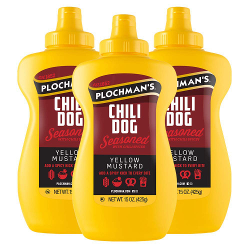 Plochman's Chili Dog Yellow Mustard 15 Oz (3 Pack)