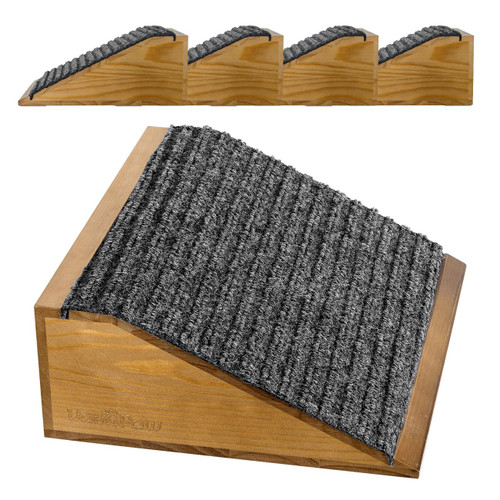 VavoPaw Dog Ramp for Stairs, Non-Slip Dog Stairs, Low-Angled Pet Ramps for Small Dogs and Cats, Medium Dogs, Step and Stair Assist for Injured and Older Pet, Walnut, 4 Pack