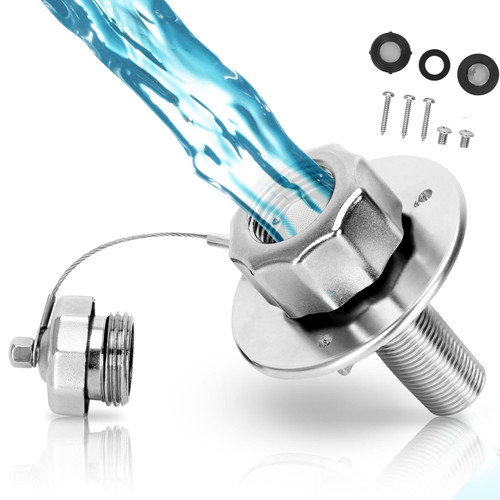 All Metal RV City Water Inlet,City Water Connection for RV 3/4'' GHT Female 1/2'' NPT Male,RV Water Inlet with Check Valve for RV/Camper/Motorhome,High-Pressure Resistant RV Water Inlet Connection