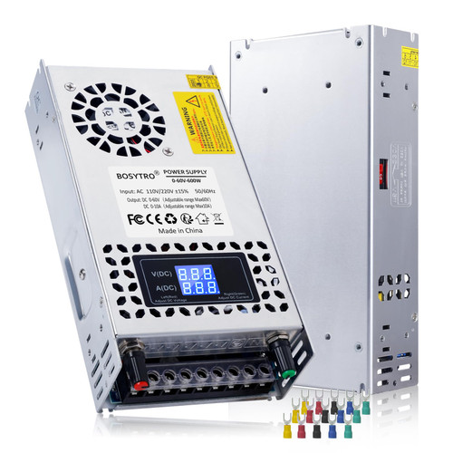 BOSYTRO 60V Adjustable dc Power Supply 600W,Switching Power Supply AC 110V/220V to DC 0-60V DC Converter with LED Digital Display, 5V 12V 24V 48V Buck Converter for 3D Printer,CCTV,Dimmable LEDs