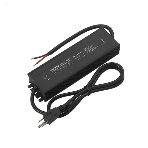 HISMPS 150W 24V Waterproof IP67 Power Supply 100V-120V AC to 24V 6.25A DC LED Constant Voltage Driver Converter Transformer Adapter with 3-Prong Plug 3.3 Feet Cable for Outdoor LED Lights