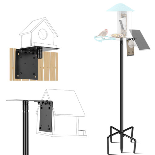 Ottsuls Bird Feeder Pole, 109 Inch Heavy Duty Bird House Pole Kit for Outdoors, with 5-Prong Base Feeding Station for Wild Birds Watching, Adjustable Feeder Stand (House Not Included)
