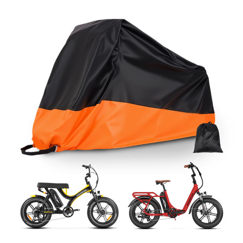 ADDMOTOR Adult Tricycle Cover Electric Trike Covers, Bike Covers waterproof Storage Outdoor for 2 bikes, 210D Heavy Duty Dust Wind Proof Bicycle Cover (orange)