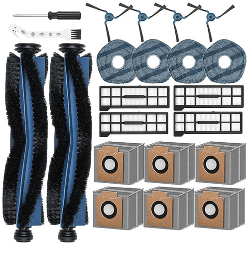 22 Pack X10 Pro Omni Replacement Accessories for Eufy X10 Pro Omni Robot Vacuum Cleaner, 2 Main Roller Brush, 6 Dust Bags 4 Side Brushes 4 Filters 4 Mop Pads 1 Screwdriver 1 Clean too