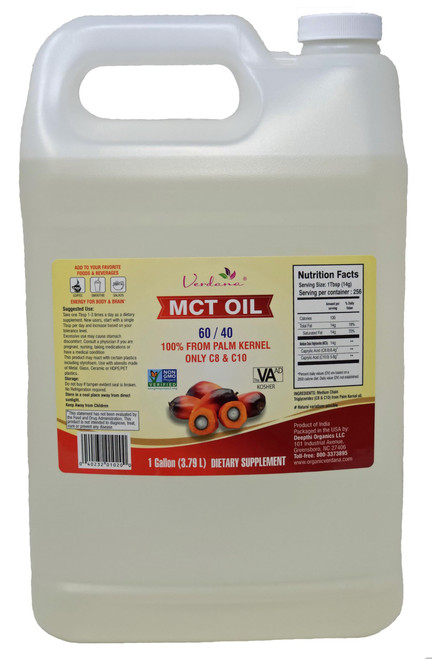 Verdana Food Grade MCT Oil – 1 Gallon (128 Fl Oz) – Premium C8/C10 Triglycerides – Keto & Paleo Friendly – Non-GMO, Kosher – Trusted Brand for Energy, Sports Nutrition, Aromatherapy & Massage