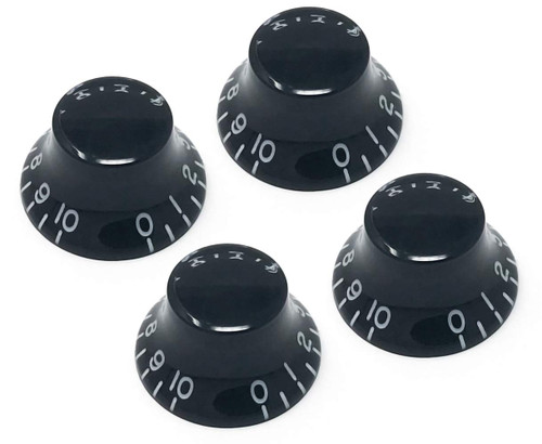 Vintage Forge Black Top Hat Bell Knobs Compatible with Gibson Les Paul Electric Guitar (Set of 4) Fits 24 Fine-Spline USA (Imperial) Split Shaft Pots Recessed RB24US-BLK4