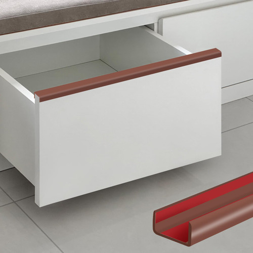 Door Protectors, 3/4" Rubber Edge Guard, Self Adhesive Flexible U Shaped Edge Trims, Baby Safe Edge Protectors for Drawers, Cabinets, Desks and Shelves, Brown, 10Ft