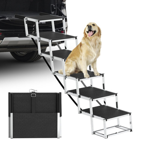 Dog Stairs for Large Dogs - 6 Step Foldable Dog Ramp for Car 43In Non-Slip Surface Support up to 230lbs - Suitable for SUV Truck Designed Specifically for Disabled Dogs