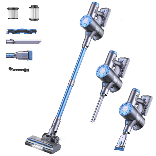 Greenote Cordless Vacuum Cleaner, 21KPa Lightweight Vacuum Cleaner with Wall Mount & LED Brush, Ultra Quiet Stick Vacuum Cleaner for Hard Floors Pet Hair