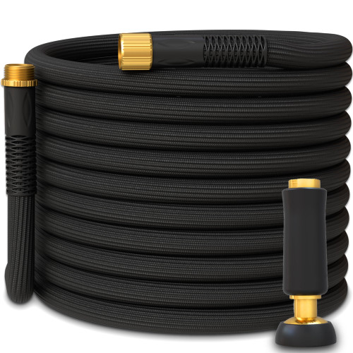 TITAN Garden Hose | Flexible, Lightweight, Kink-Free & Durable Hybrid Water Hose with Heavy Duty Brass Connectors & High-Pressure Jet Nozzle (25FT x 5/8”)