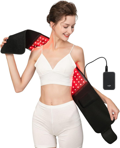 USUIE Red Light Therapy Belt, Infrared Light Therapy Wrap Red Light Therapy Device for Body (Black with Power Pack)