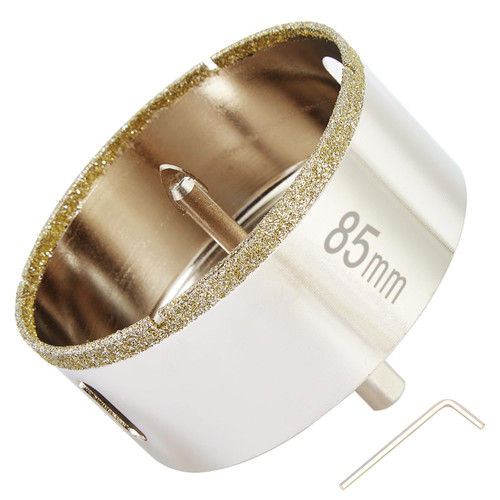 DaduoRi 3 1/4 Inch (85mm) Diamond Hole Saw with Pilot Bit, Diamond Tip Coated Bits 3.25" for Drilling Porcelain Tile, Granite, Ceramic, Marble, Glass, Stones, 1 3/8" Depth of Cut