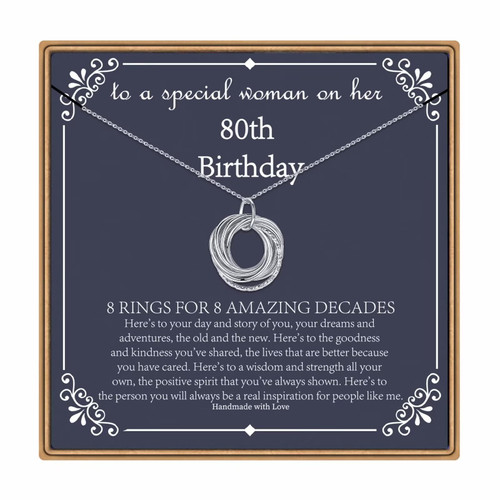 IEFLIFE 80th Birthday Gifts for Women, 8 Circle Necklaces Jewelry for Woman Her Eighty 80 Years Old Gifts for Her Mom Grandma 8 Decades Necklace for Women