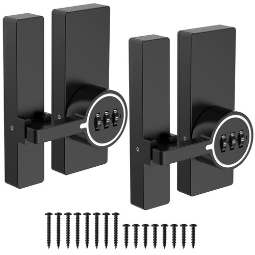 Password 180 Degree Barn Door Latch, Keyless Adhesive Flip Latch, Sliding Door Latch with 3-Digit Combination, Cabinet Lock with Glue and Screws for Gate,Shed, Bedroom, Closet (2, Luminous Black)
