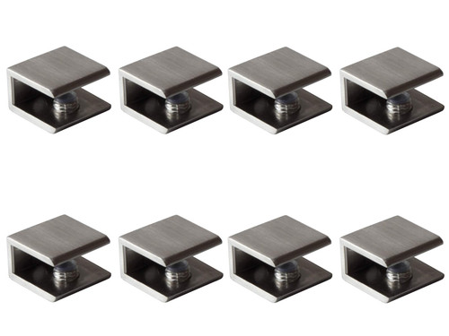 Glass Shelf Brackets Shelf Clips Metal Clamps Brushed Nickel Square Shape Wall Mounted Adjustable 8-12mm for Acrylic Wood (Set of 8)