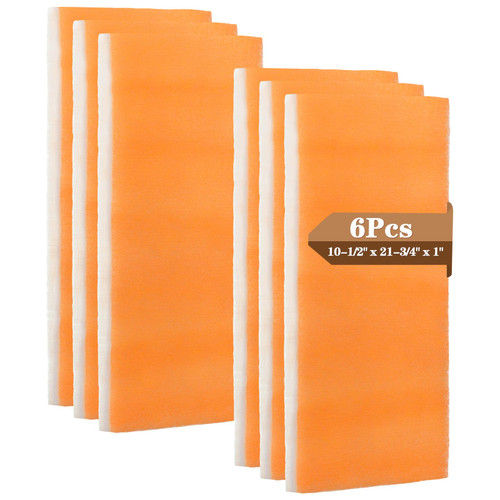 Pangda 6 Pack Replacement Filter Pads Compatible with Renewaire Erv Ev90p / Ev200 / Ev240 / Ev300 Cutting 10-1/2" x 21-3/4" x 1" Merv 8 Polyester Filter Pads for Air Filters(Orange)