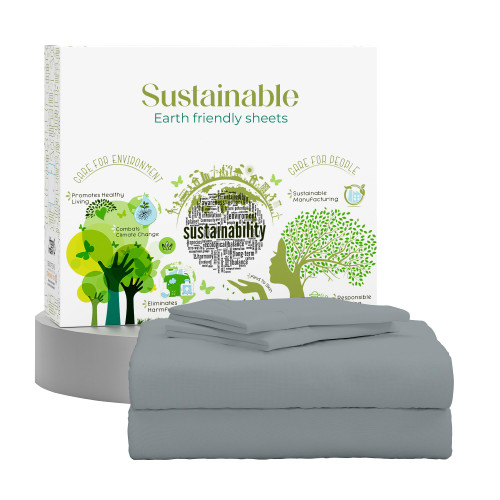 SUPREME ELEGANCE King Size Sheets Set –Natural 100% Cotton Percale Sheets King Bed Set, Oeko-tex Made in Green Sustainable, Breathable Cooling Deep Pocket Sheet, Crisp Luxury Bedding, Charcoal Gray