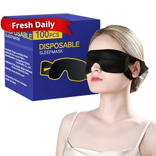 CROUVM Pack of 100 Disposable Sleep Eye Mask for Men Women, Blindfold Eye Mask Shade Cover for Sleeping, Night Sleep Mask, Block Out Light, Soft Comfort Eye Shade Cover for Travel Yoga Nap