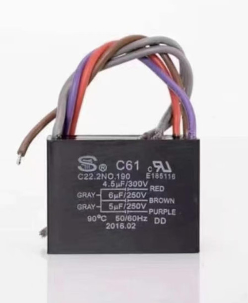 1PCS - C61 4.5uF+5uF+6uF 5 Wire 250VAC Ceiling Fan Capacitor UL Certified 1PCS - C61 4.5uF+5uF+6uF 5 Wire 250VAC Ceiling Fan Capacitor UL Certified