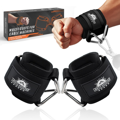 Lights Mountain Wrist Cuffs for Cable Machines – Padded & Adjustable Straps for Lateral Raises, Tricep Pushdowns & Strength Training