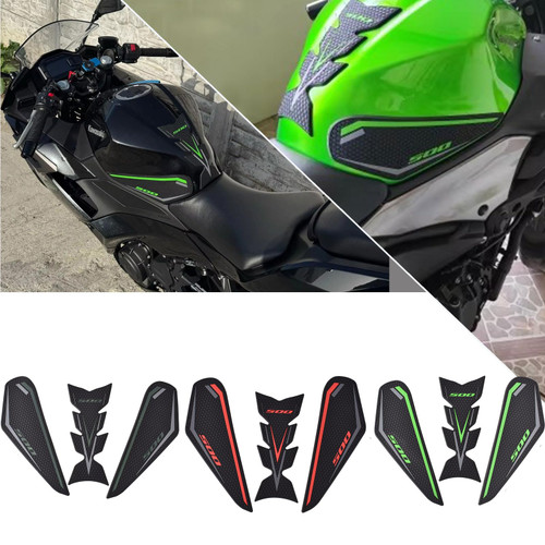 SHINKXMT Motorcycle Accessories Non-slip Side Fuel Gas Tank Pads Protector for KA&WA&SA&KI NINJA 500 SE NINJA500 Z500 2024 2025 Waterproof Rubber Tank Protection (Dark Green)