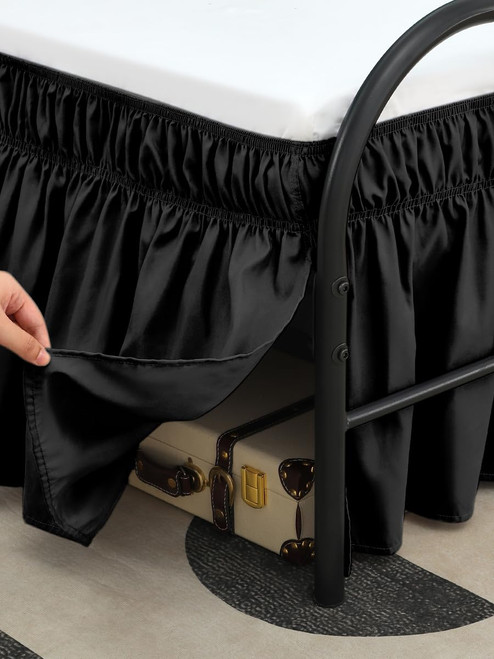 RIMELA Black Bed Skirts with Split Corners King Size 18 Inch Drop,Elastic Bed Skirting Wrap Around, Easy to Install Dust Ruffles Soft Fabric,Machine Washable bedskirts for Metal Frame RIMELA Black Bed Skirts with Split Corners King Size 18 Inch Drop,Elastic Bed Skirting Wrap Around, Easy to Install Dust Ruffles Soft Fabric,Machine Washable bedskirts for Metal Frame