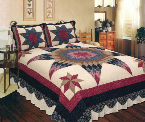 Elegant Decor Prairie Star Cotton Patchwork Quilt Collection (Standard Sham 20W x 26" L)