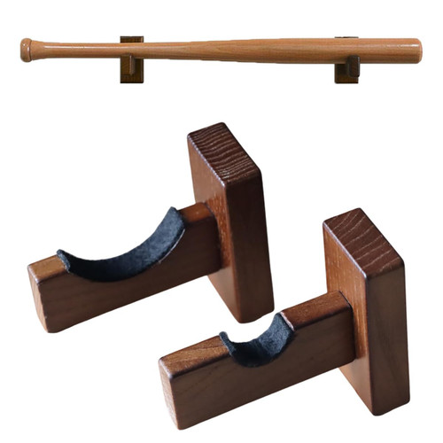 Orga'Neat Baseball Bat Display Case, Wall Mount Bat Holder Hanger, Solid Ash Tree Handmade Horizontal Bat Rack w/ Protective Soft Liner for Baseball Bat Wall Display -Brown
