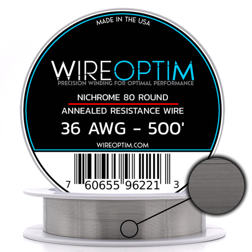 WIREOPTIM - 36 AWG - Nichrome 80 Resistance Wire - 500 Feet
