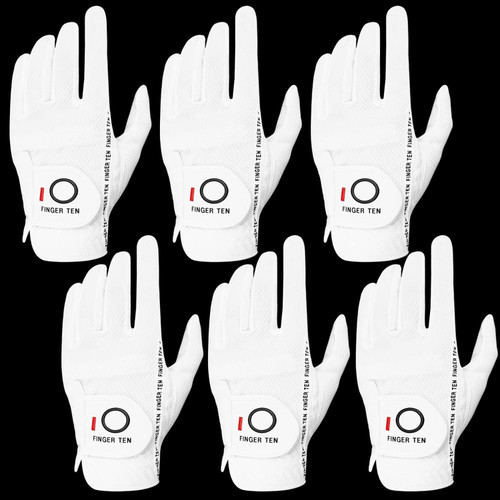 FINGER TEN Golf Gloves Men Right Left Handed Golfer Mens Glove RainGrip Hot Wet Weather Value 6 Pack, All Weather in White Medium/Large (White, Medium/Large, Left) FINGER TEN Golf Gloves Men Right Left Handed Golfer Mens Glove RainGrip Hot Wet Weather Value 6 Pack, All Weather in White Medium/Large (White, Medium/Large, Left)