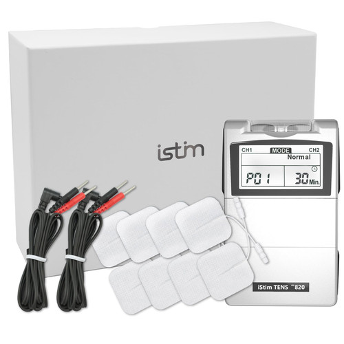iStim Tens Unit Stimulator Machine - EV820 with 8 Electrodes Japanese Gel for Pain Management, Back Pain and Rehabilitation
