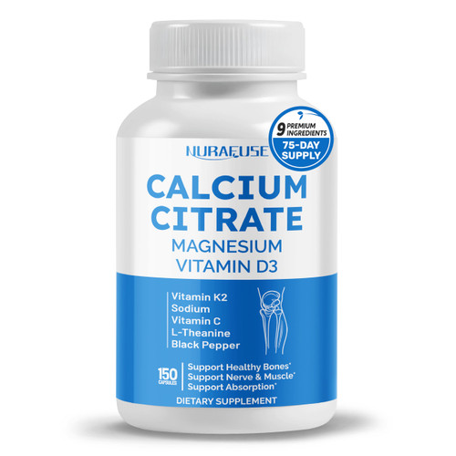 Calcium Citrate Magnesium Vitamin D3 - Support Healthy Bones, Nerve & Muscle, Absorption - Made and Tested in The USA