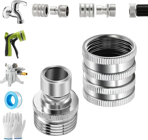 YIBLBOX Stainless Steel Garden Hose Quick connector, 3/4" GHT Garden Hose Quick Connect Kit, Heavy-Duty Stainless Steel Water Hose Fitting set, for Any Outdoor Setup