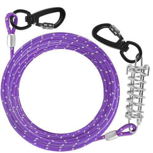 VIVBOO Dog Tie Out Cable 10ft/15ft/20ft/30ft Dog Runner for Yard and Outdoor with Swivel Hook Green/Blue/Purple Reflective Lead Dog Chains for Training Medium to Large Dogs Up to 150lbs