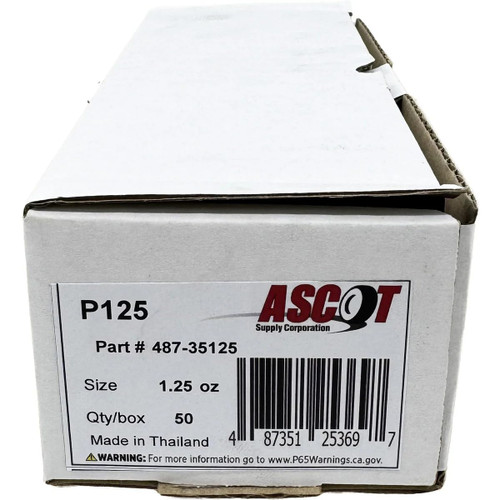 Ascot P Style Uncoated Lead Clip-On Wheel Weights (1.25oz - Box of 50)