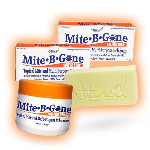 Fast-Acting Bug Bite Relief Pack by Mite-B-Gone - Calming Sulfur Cream + 2 Soaps | Safe for Kids & Adults| Treats Insect & Mosquito Bites, Itch & Discomfort| All-Natural & Effective for All Skin Types