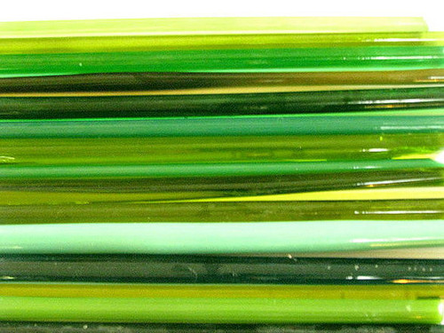 Devardi Glass Handmade COE 104 Mixed Greens 1 Lb, Lampwork, Beadmaking Glass Rods