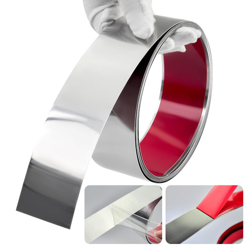 Self-Adhesive Stainless Steel Wall Trim, Flexible Molding & Wall Trim,Peel and Stick Trim and Molding Mirror Trim for Wall Ceiling, Cabinet, Door Frame Moulding (10Ft x 2inch, Silvery)
