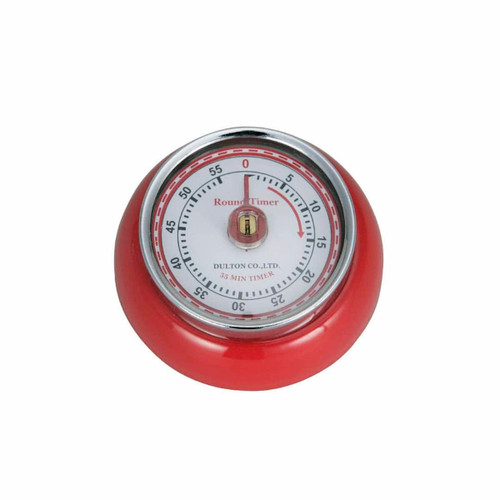 Dulton 100-189RD Kitchen Timer with Magnet Red Steel Analog Retro Diameter 2.8 inches (70 mm) Depth 1.2 inches (30 mm)
