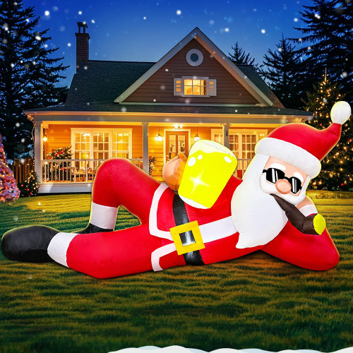 KOOY 6FT Christmas Inflatable Santa Claus Outdoor Decoration, Christmas Blow up Yard Decorations with LED Light Up for Xmas,Outdoor Christmas Decorations for Yard Holiday Party Garden Lawn Décor