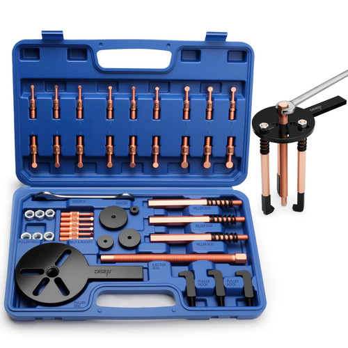 DISEN Bearing Puller Set 36-in-1, Upgrade Blind Inner Hole Three-Jaw Puller, Multifunctional Bearing Removal Tool, with Heavy Duty Portable Storage Case, Blue