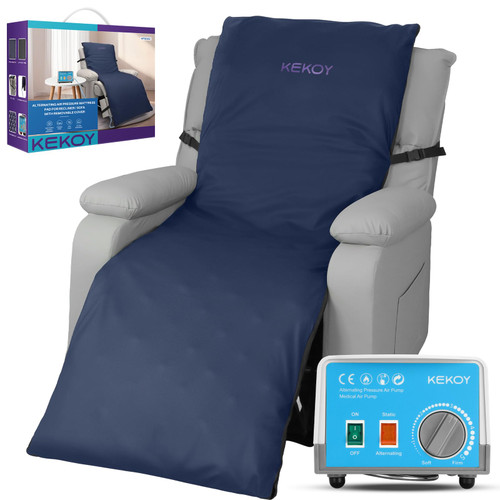 Kekoy Alternating Air Pressure Mattress Pad for Recliner Chair, Upgraded Anti-Slip Design, Pressure Relief Cushion & Bedsore Prevention for Elderly, Quiet Pump, Waterproof Cover for Home Hospital Use