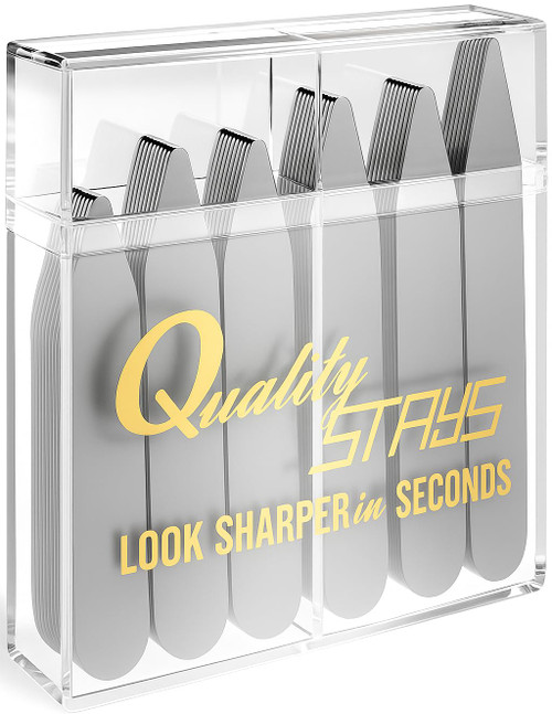 52-Piece Metal Collar Stays for Men, Stainless Steel Dress Shirt Collar Inserts in 4 Sizes for Crisp, Structured Collars