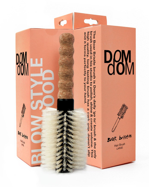 Nylon Boar Bristle Hair Brush, Round Brush for Blow Drying, Large 2.5" Barrel Blowout Brush, Anti Static Hairbrush, Cork Comfort Grip Handle, Detangling Plastic/Natural Bristle Hair Styling Tool